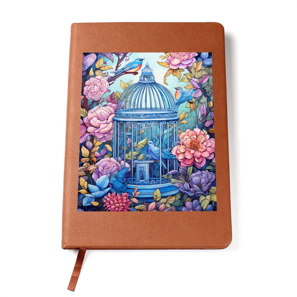Birds And Floral Design 137 - Vegan Leather Journal