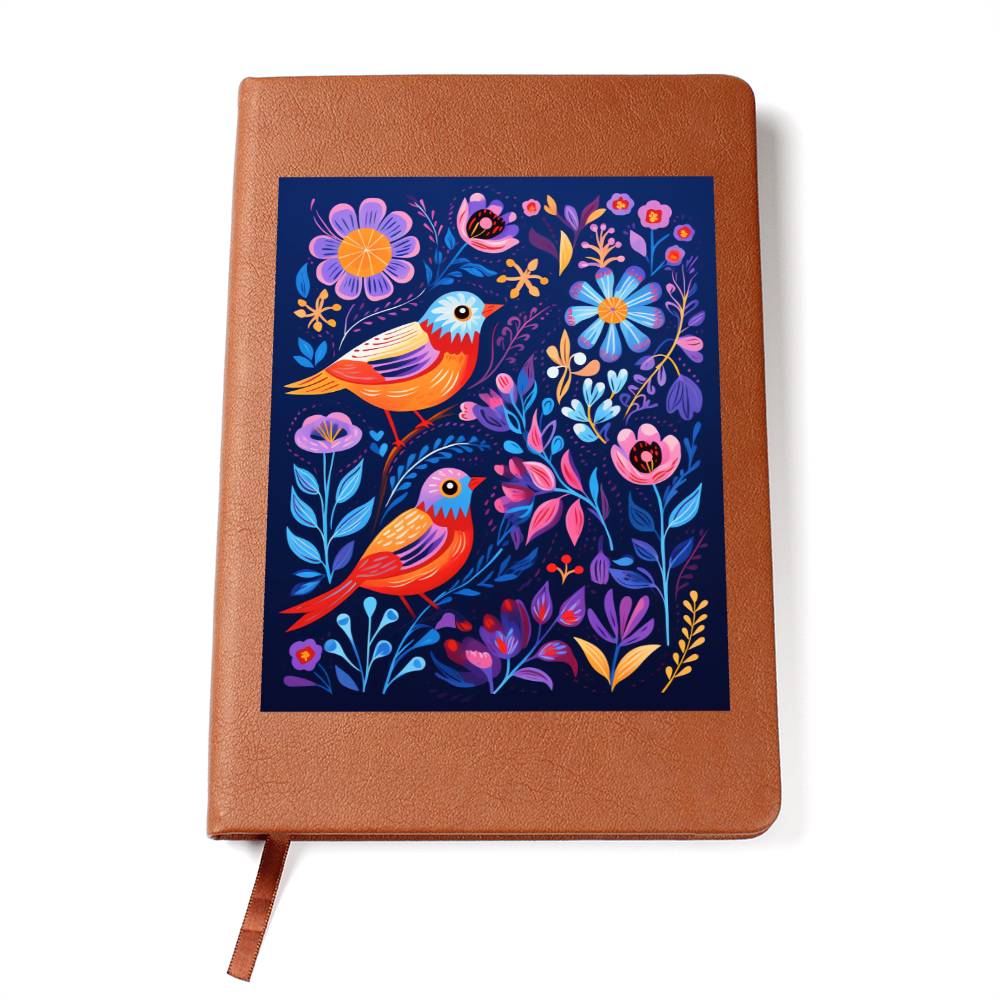 Birds And Floral Design 045 - Vegan Leather Journal