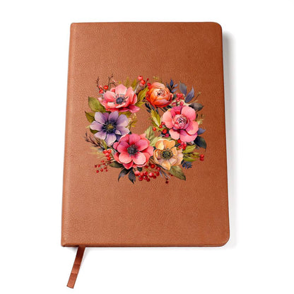 Floral Flower Wreath 051 - Vegan Leather Journal