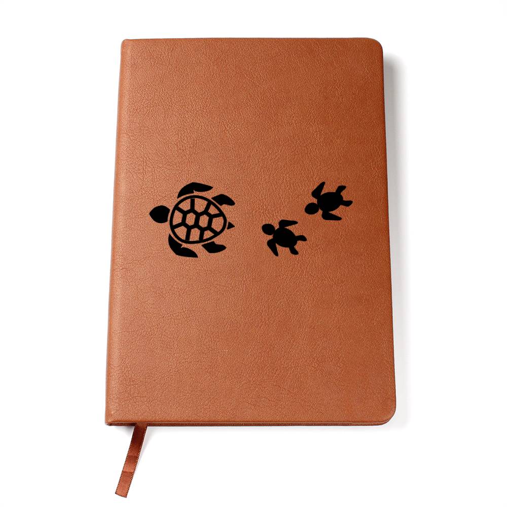 Mama Turtle With 2 Hatchlings - Vegan Leather Journal