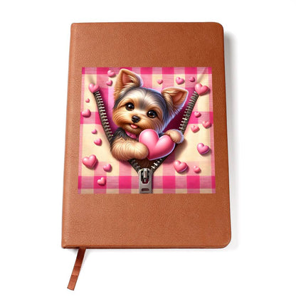 Valentine's Day Dog And Zipper 031 - Vegan Leather Journal
