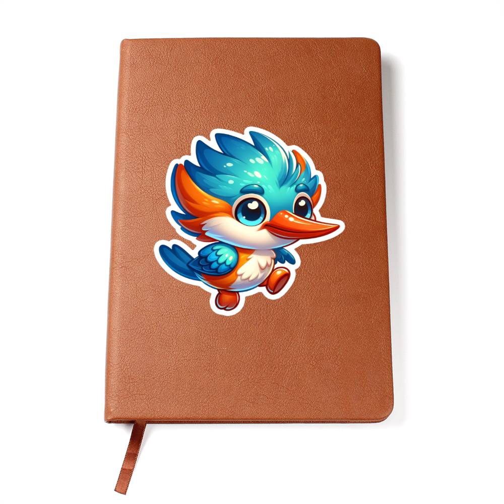 Cute kingfisher sticker 78 - Vegan Leather Journal