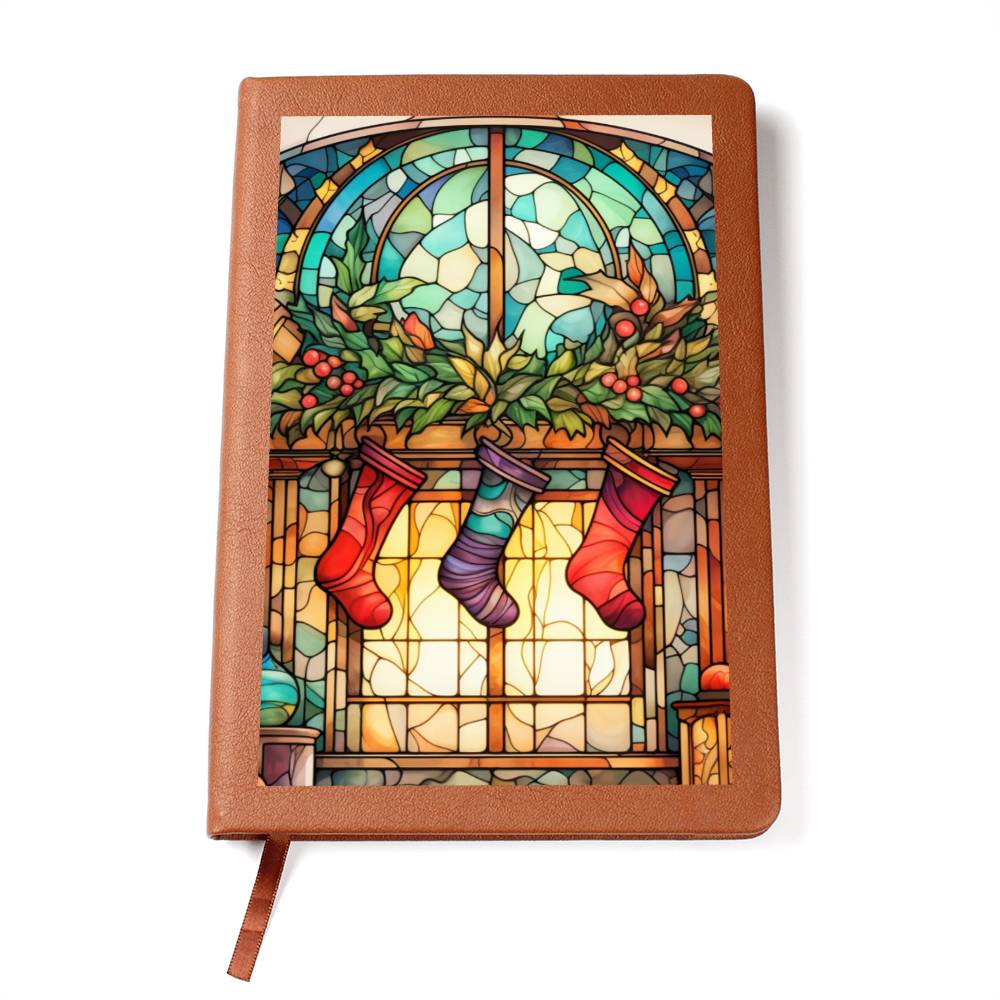 Christmas Stained Glass Design 015 - Vegan Leather Journal