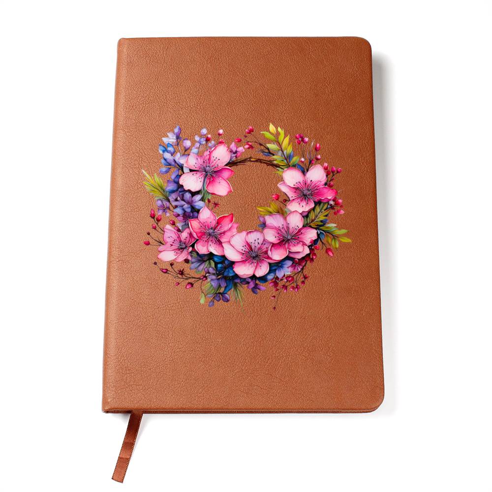 Floral Flower Wreath 151 - Vegan Leather Journal