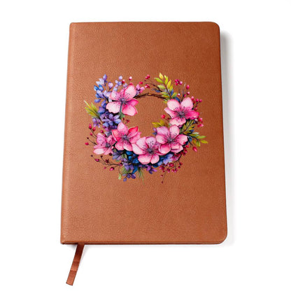 Floral Flower Wreath 151 - Vegan Leather Journal