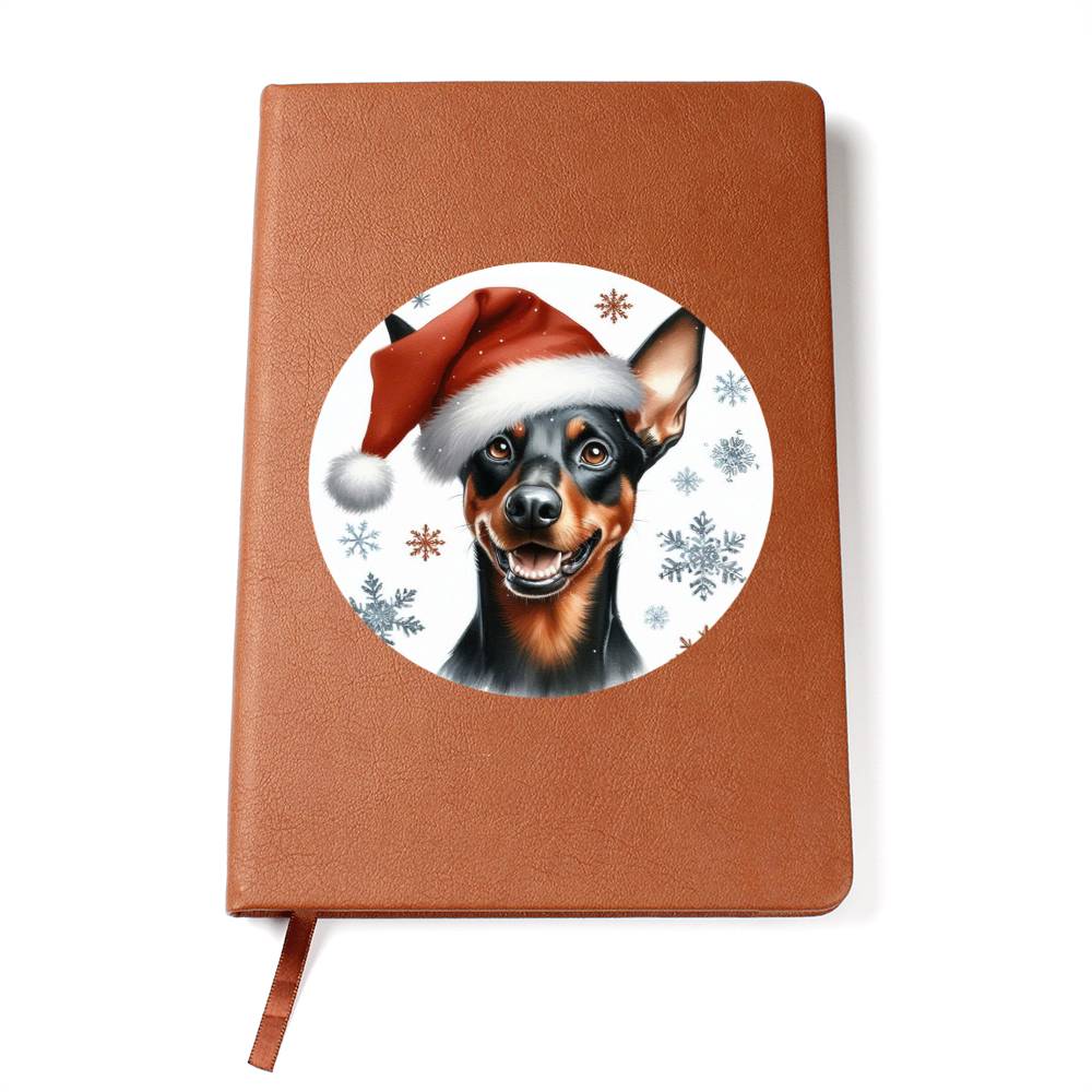 Christmas Dog - German Pinscher - Vegan Leather Journal