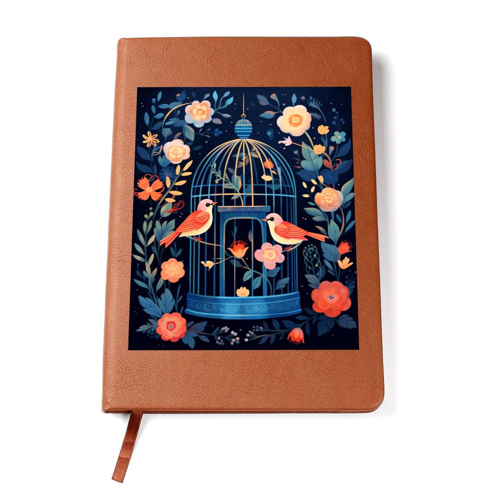 Birds And Floral Design 130 - Vegan Leather Journal