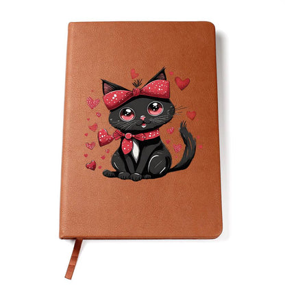 Valentine's Day Black Cat 005 - Vegan Leather Journal