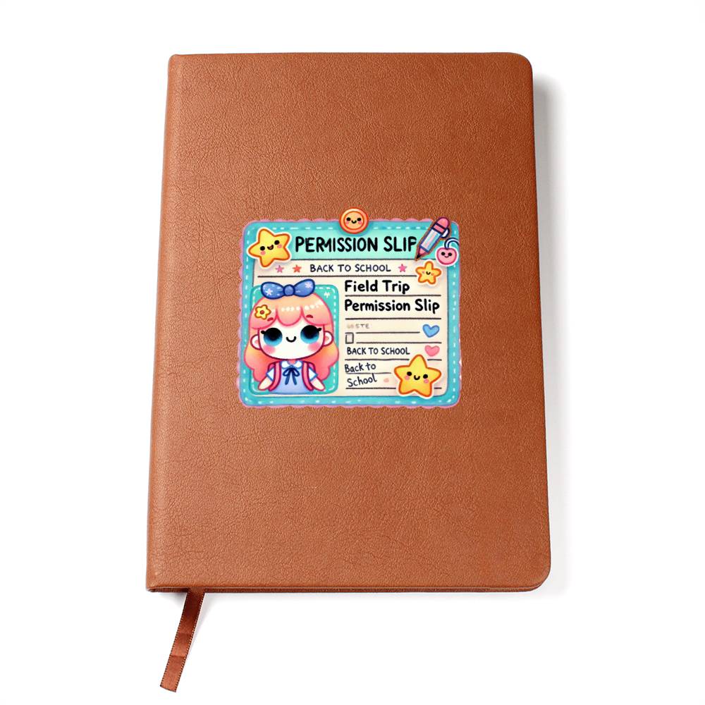 Cute Back to School Sticker 071 - Vegan Leather Journal