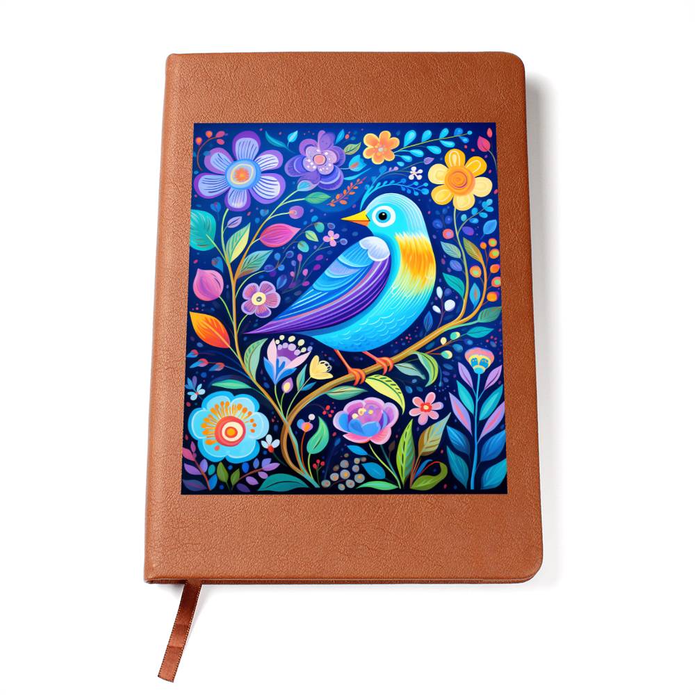 Birds And Floral Design 182 - Vegan Leather Journal