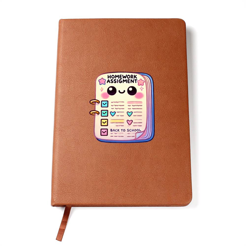 Cute Back to School Sticker 043 - Vegan Leather Journal