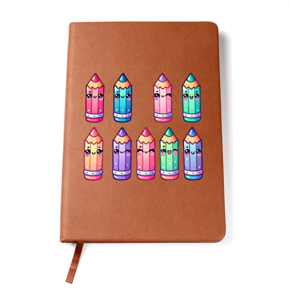 Cute Back to School Sticker 102 - Vegan Leather Journal