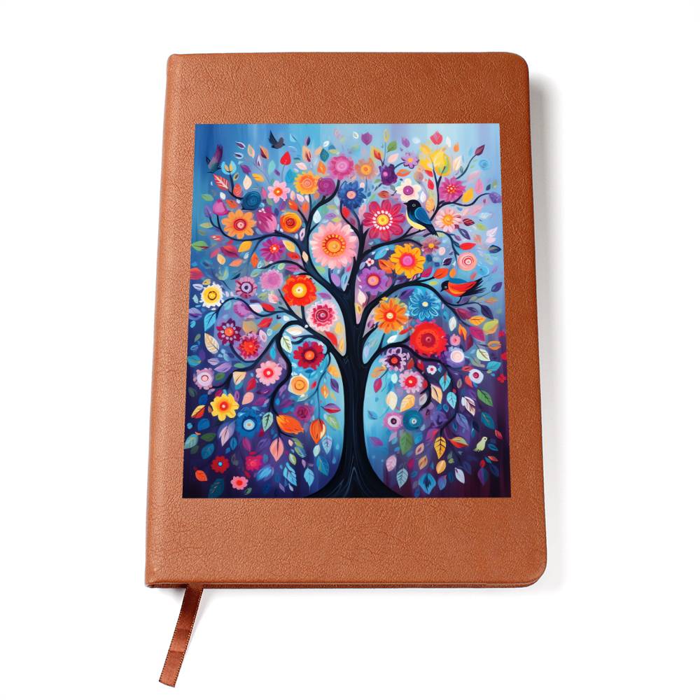 Birds And Floral Design 077 - Vegan Leather Journal