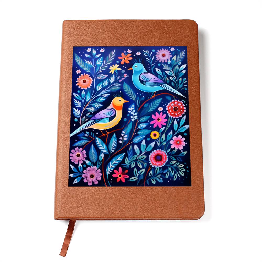 Birds And Floral Design 043 - Vegan Leather Journal