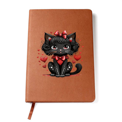 Valentine's Day Black Cat 050 - Vegan Leather Journal