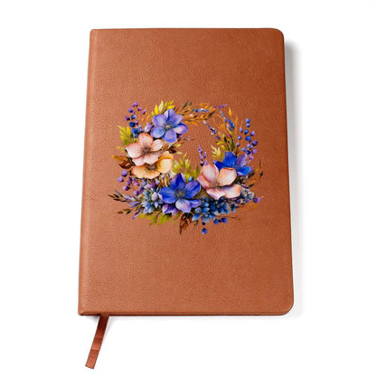 Floral Flower Wreath 153 - Vegan Leather Journal