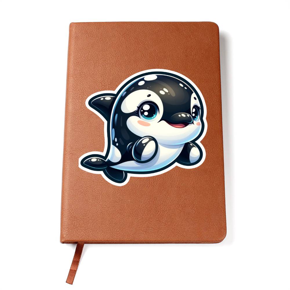 Cute Orca sticker 97 - Vegan Leather Journal