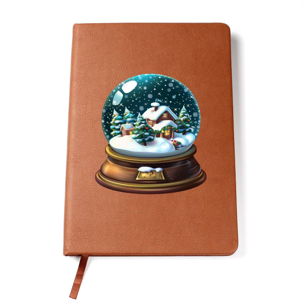 Watercolor Christmas Snow Globe 004 - Vegan Leather Journal