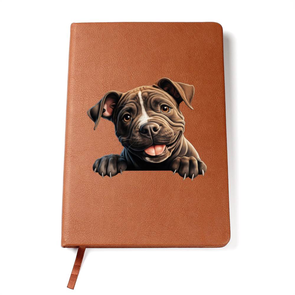 Staffordshire Bull Terrier Peeking - Vegan Leather Journal