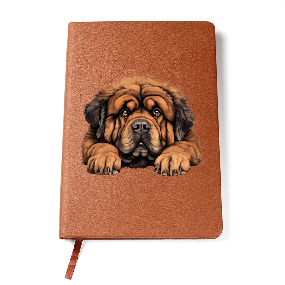 Tibetan Mastiff Peeking - Vegan Leather Journal