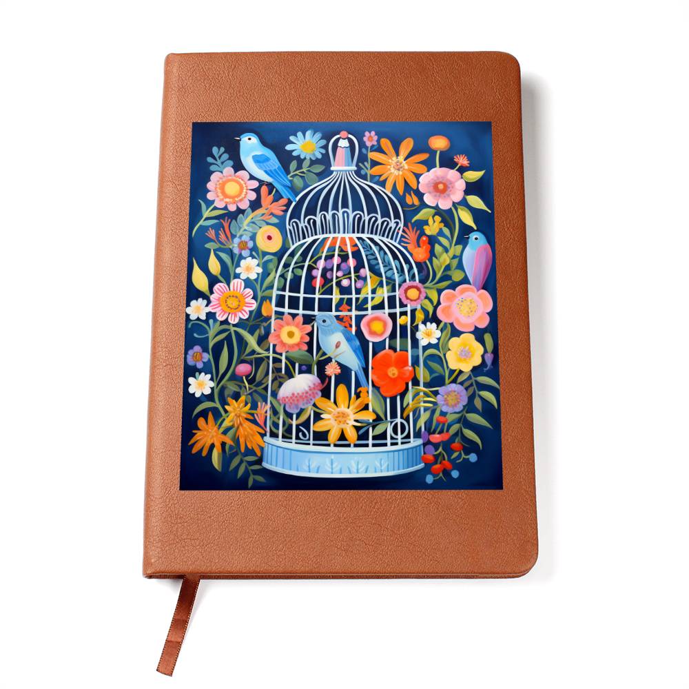 Birds And Floral Design 099 - Vegan Leather Journal