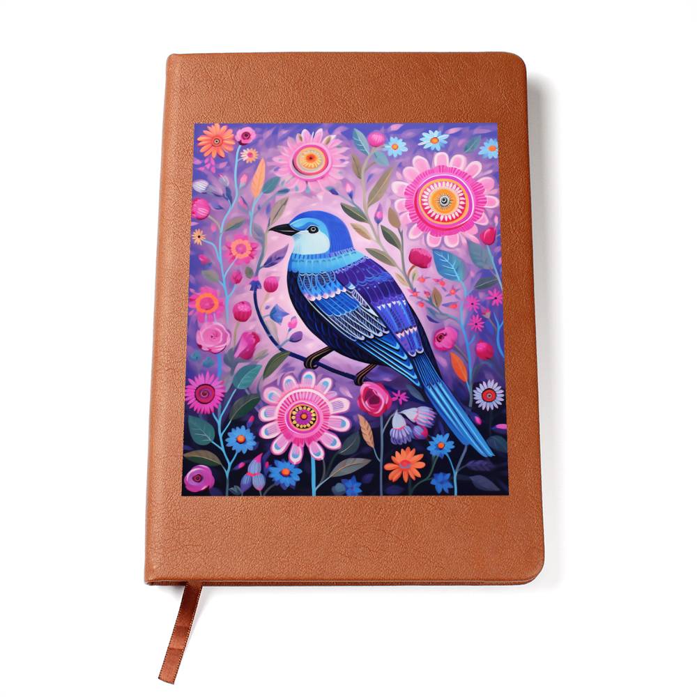 Birds And Floral Design 155 - Vegan Leather Journal