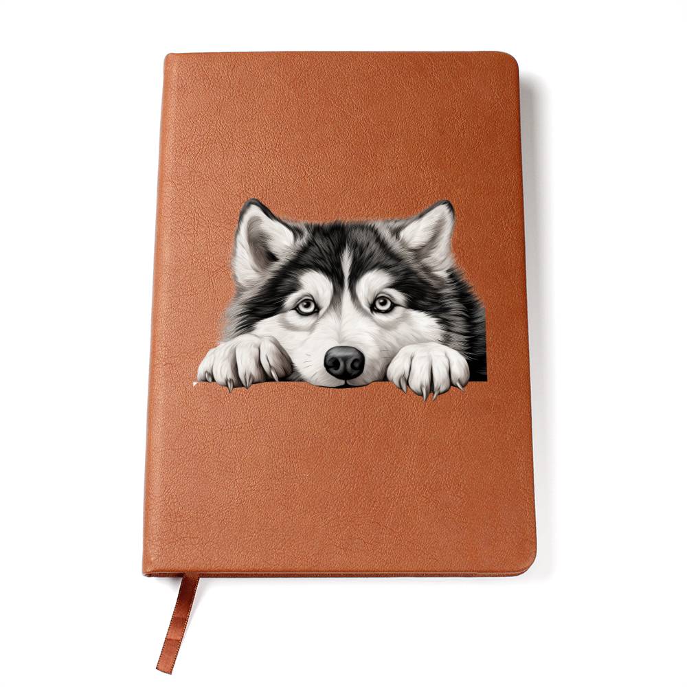 Alaskan Malamute Peeking - Vegan Leather Journal