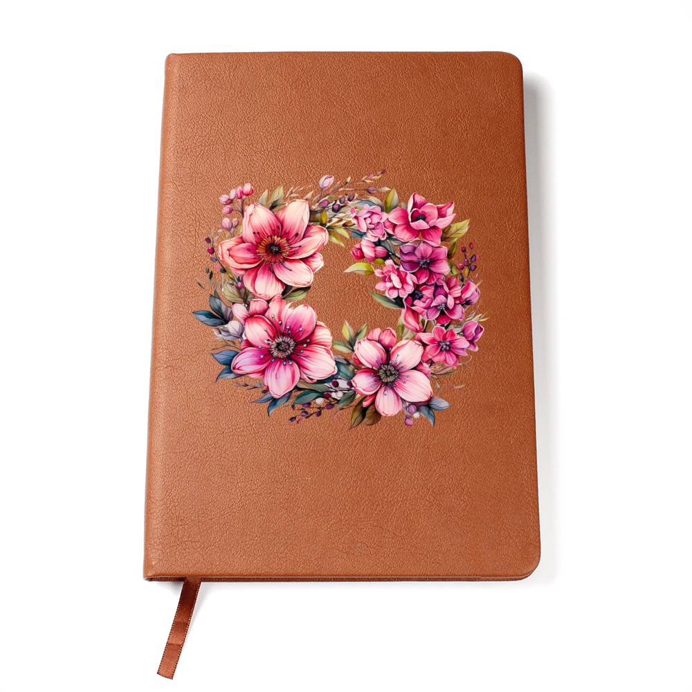 Floral Flower Wreath 106 - Vegan Leather Journal