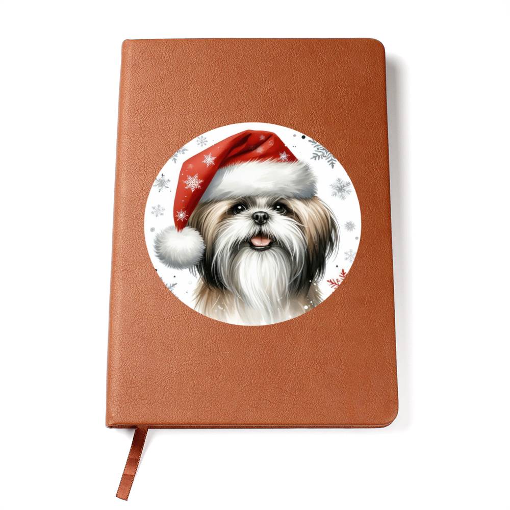 Christmas Dog - Shih Tzu - Vegan Leather Journal