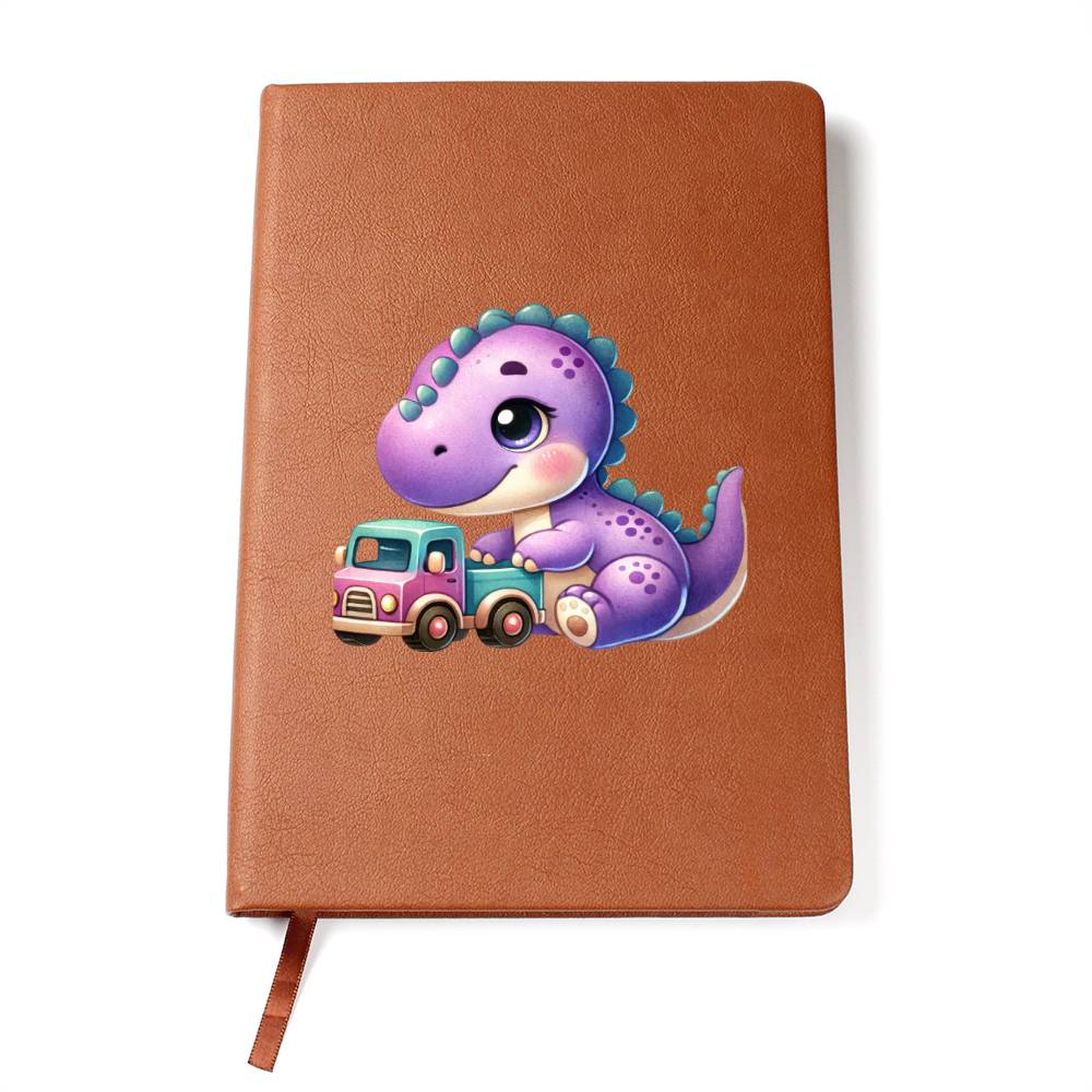 Colorful Baby Dinosaur 097 - Vegan Leather Journal