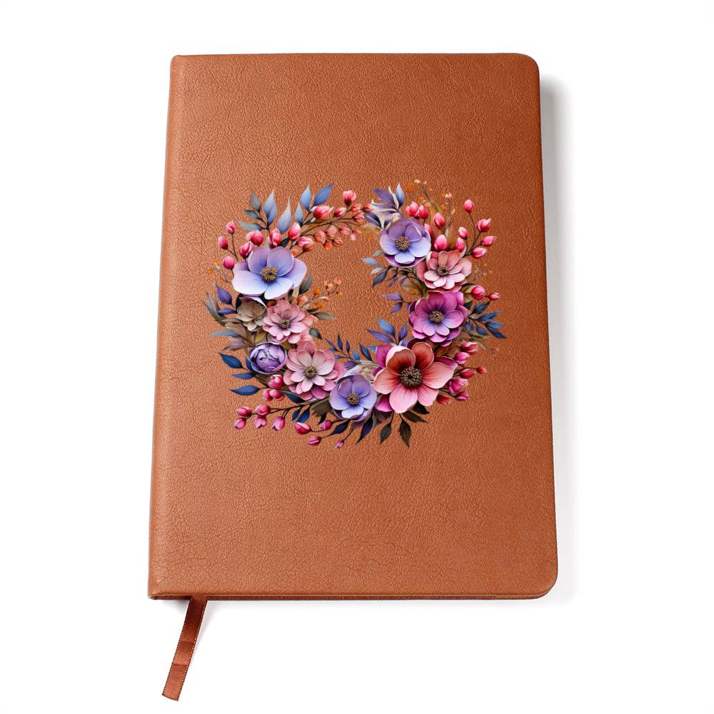 Floral Flower Wreath 076 - Vegan Leather Journal