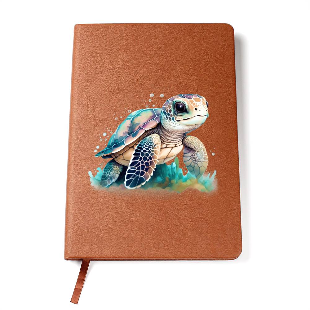Cute Sea Turtle 014 - Vegan Leather Journal