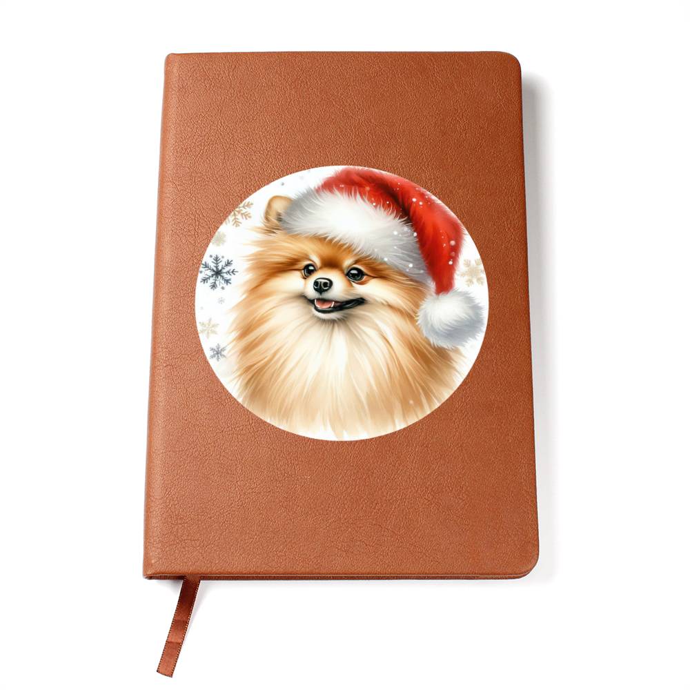 Christmas Dog - Pomeranian - Vegan Leather Journal