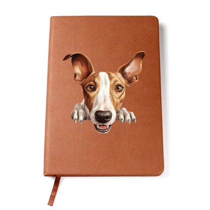 Ibizan Hound Peeking - Vegan Leather Journal