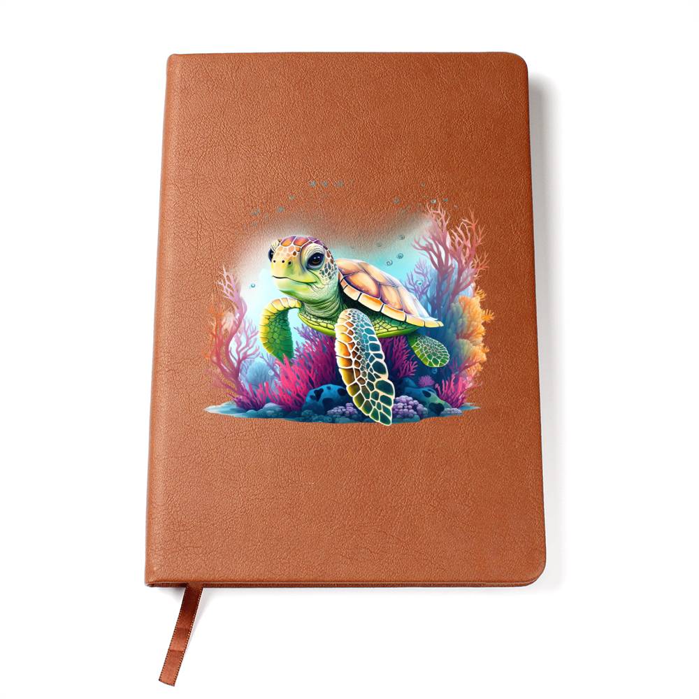 Cute Sea Turtle 006 - Vegan Leather Journal