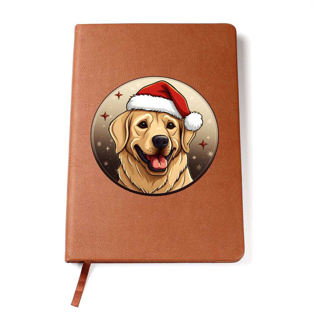 Dog Stained Glass Christmas Design 027 - Vegan Leather Journal