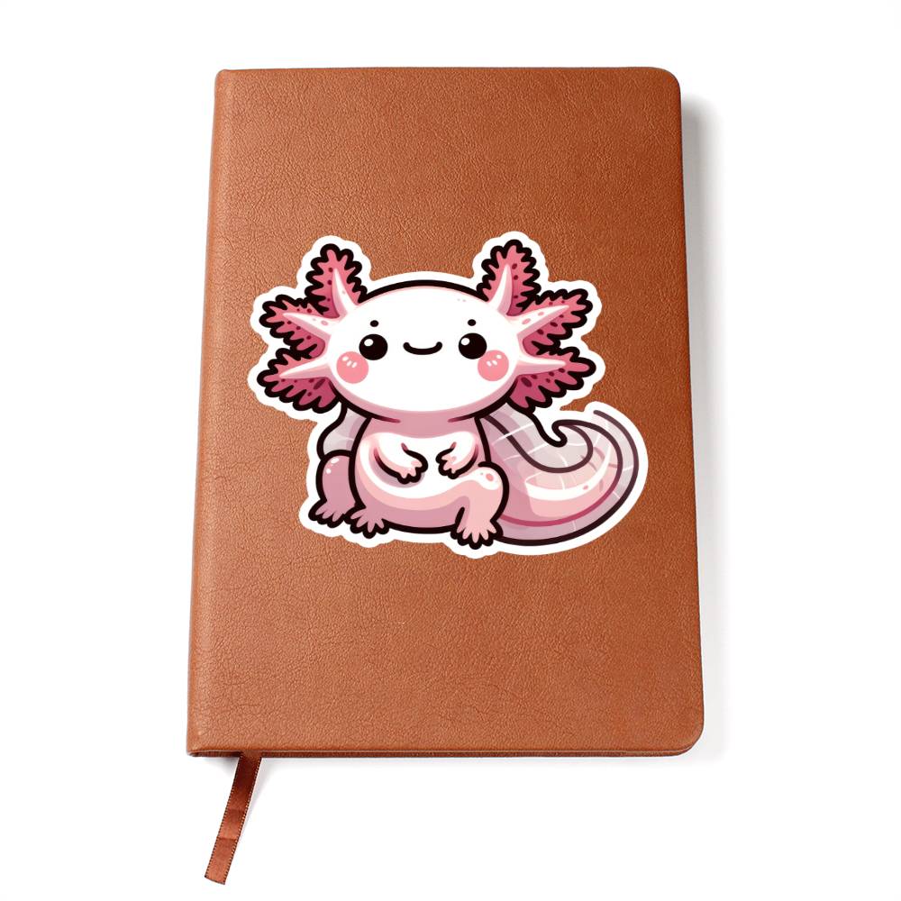 Cute Axolotl sticker 07 - Vegan Leather Journal