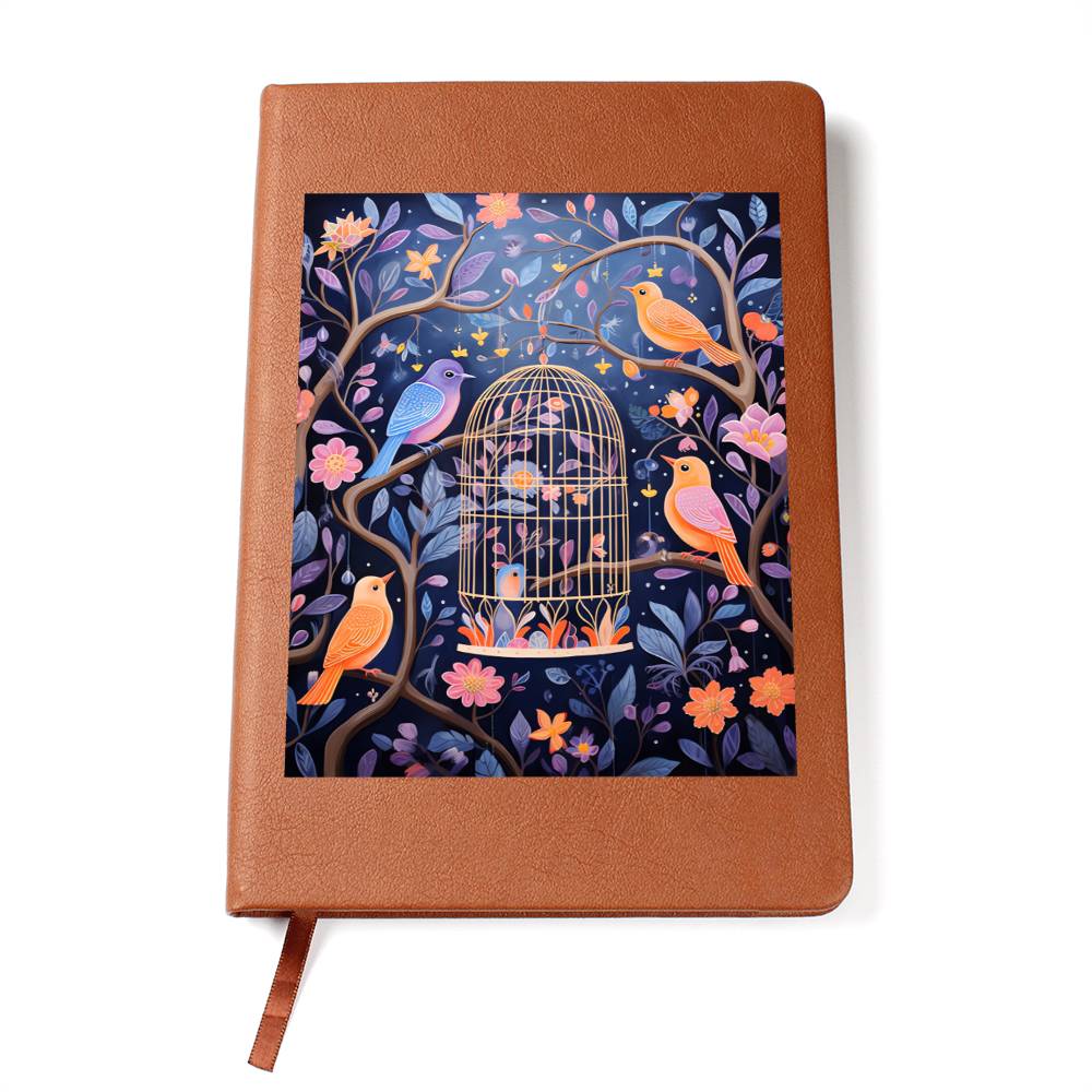 Birds And Floral Design 178 - Vegan Leather Journal