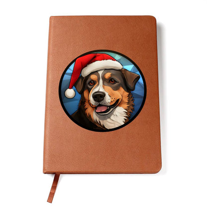 Dog Stained Glass Christmas Design 008 - Vegan Leather Journal