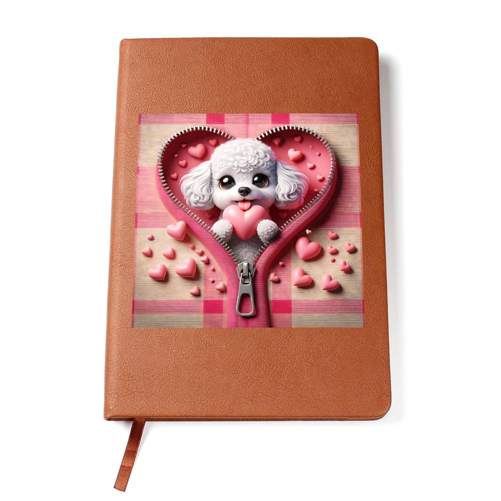 Valentine's Day Dog And Zipper 002 - Vegan Leather Journal