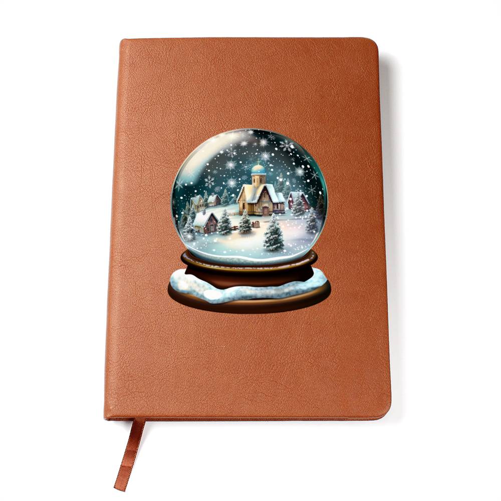 Watercolor Christmas Snow Globe 029 - Vegan Leather Journal