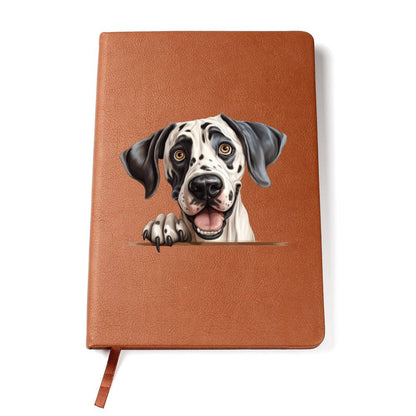 Great Dane Peeking - Vegan Leather Journal