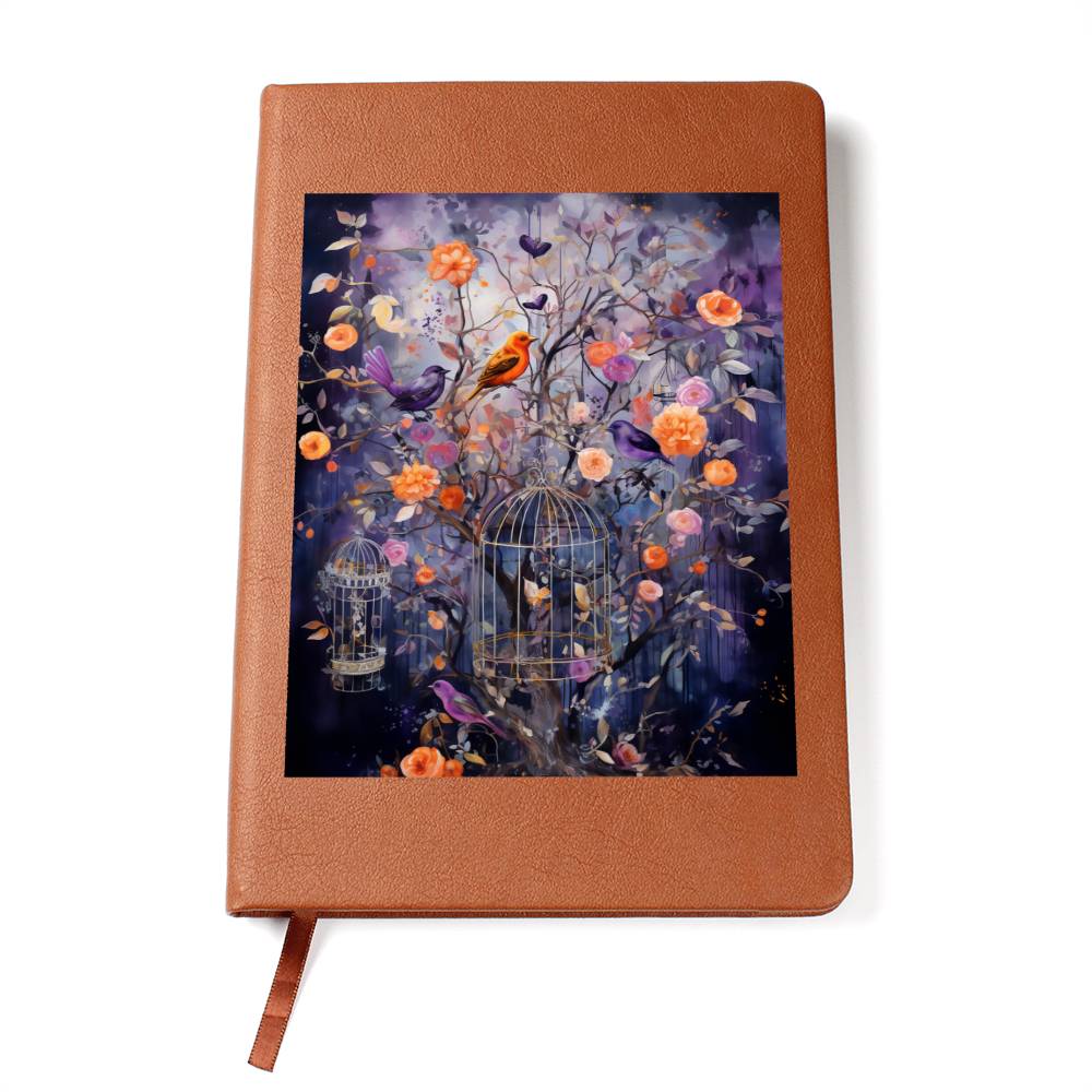 Birds And Floral Design 088 - Vegan Leather Journal