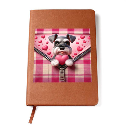 Valentine's Day Dog And Zipper 030 - Vegan Leather Journal