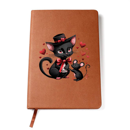 Valentine's Day Black Cat 049 - Vegan Leather Journal