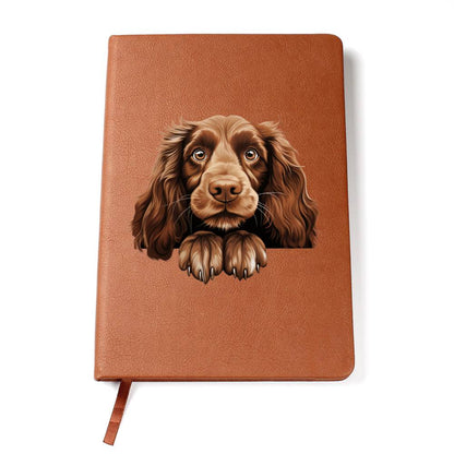 Field Spaniel Peeking - Vegan Leather Journal