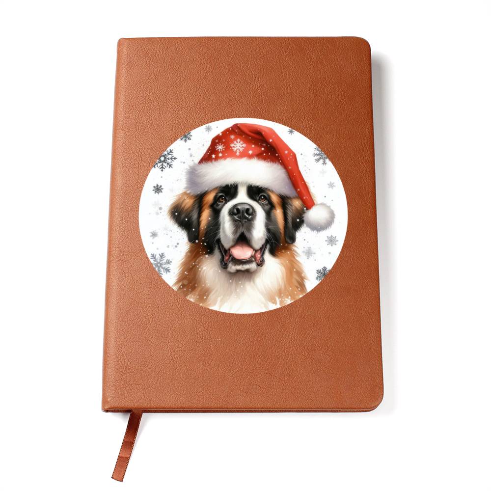 Christmas Dog - St. Bernard - Vegan Leather Journal
