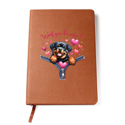 Valentine's Day Dog And Zipper 038 Woof You Be Mine - Vegan Leather Journal