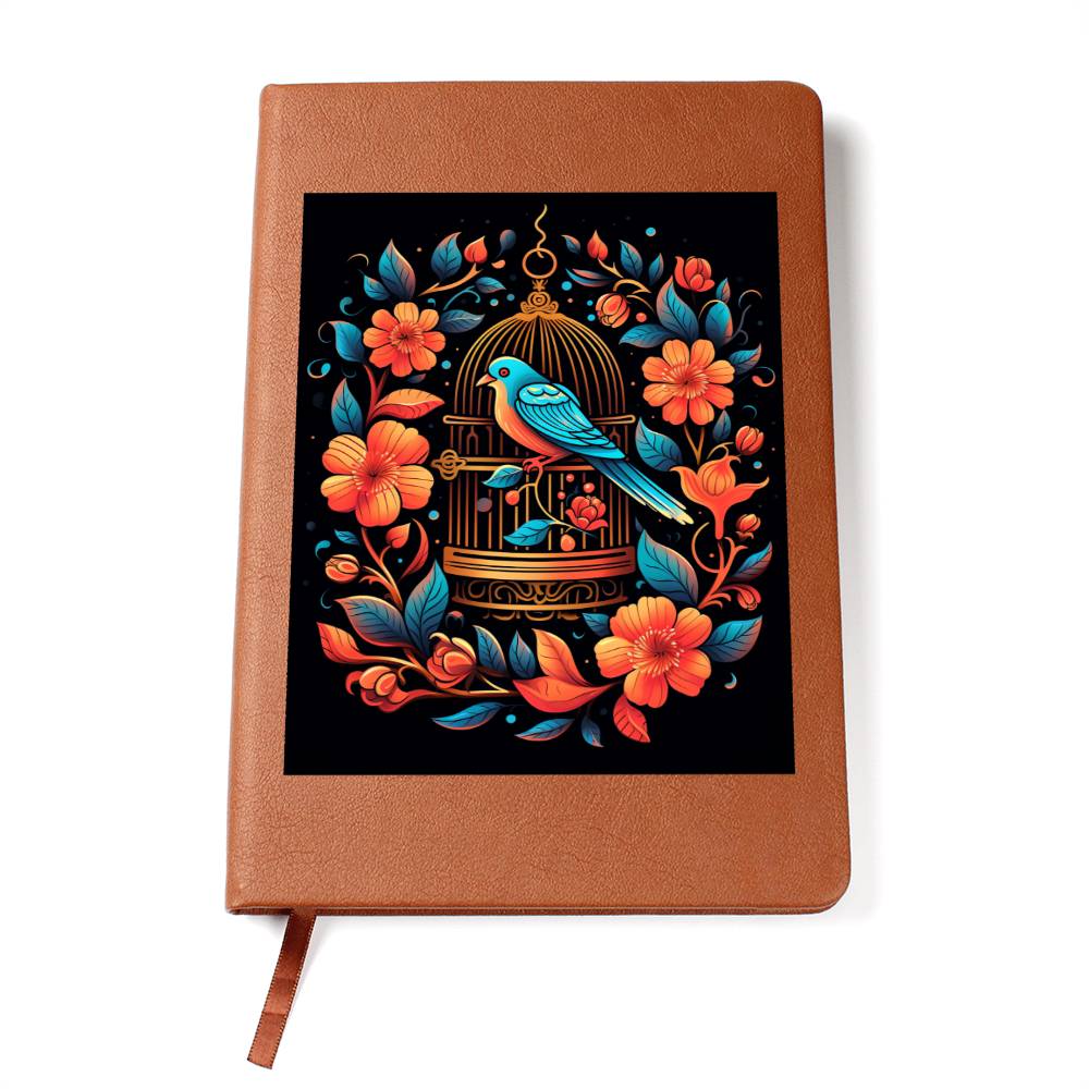 Birds And Floral Design 086 - Vegan Leather Journal