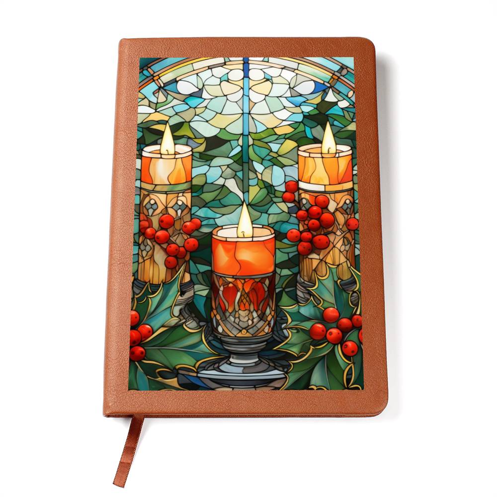 Christmas Stained Glass Design 021 - Vegan Leather Journal